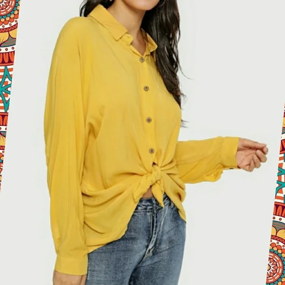 High Low Split Back Button Tie Up Tunic - Picture 7 of 7